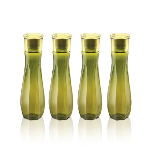 Green Plastic (Set of 4) Floret Water Bottle