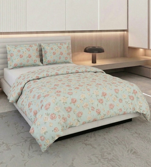 Green and Pink 100% COTTON Solid 105 GSM Double Bed Comforter