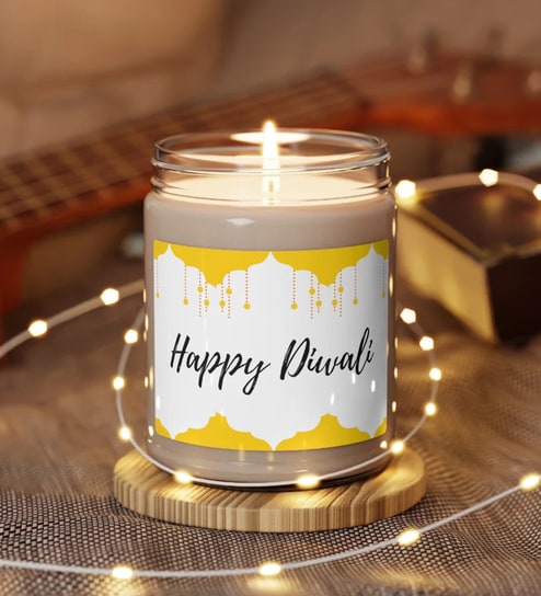 Green Apple Scented Diwali Festive 6Oz Glass Jar Candle