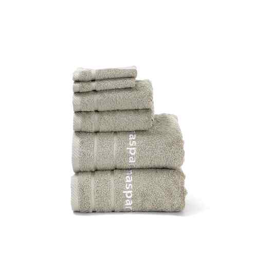 Green Bamboo Cotton Solid 650 GSM Bath Hand & Face Towel Set (6Pc)