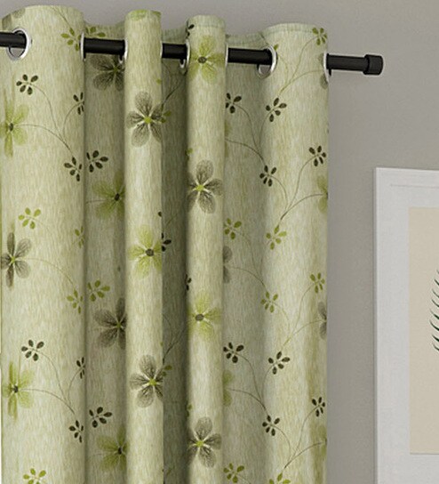 Buy Green Blackout Polyester 5 Feet Eyelet Window Curtains Set Of