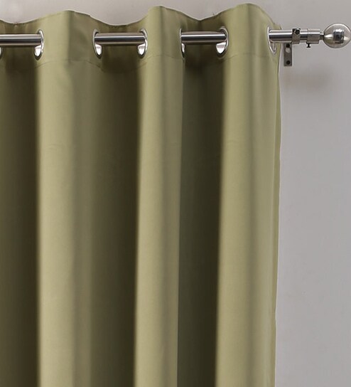 Buy Green Blackout Polyester 9 Feet Eyelet Long Door Curtains Set