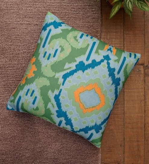 Blue Traditional Poly Canvas 16 x 16 Inch Cushion Cover