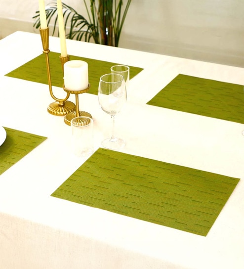 Green Ceila Rectangular PVC Dining Table Placemat