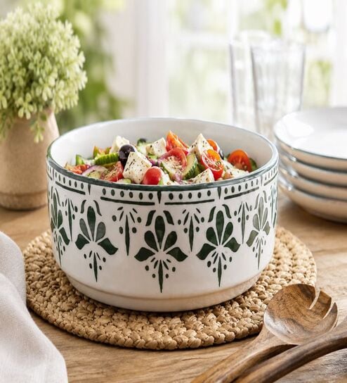 Green Ceramic Serving Bowl Set of 2 (600 ML)