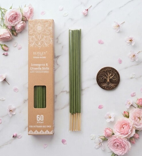 Green Citronella Lemongrass Incense Sticks with Wooden Holder
