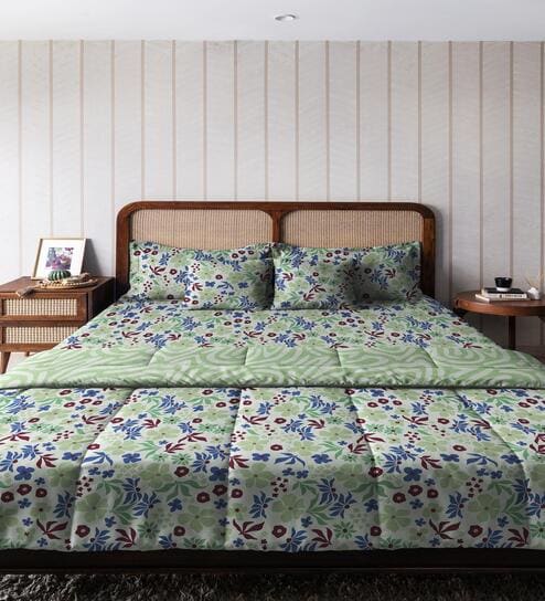 Green Cotton Floral 150 GSM Double Bed Comforter