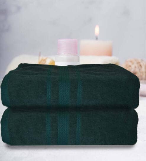 Sea Green Cotton Solid 500 GSM Bath Towels (Set of 2)