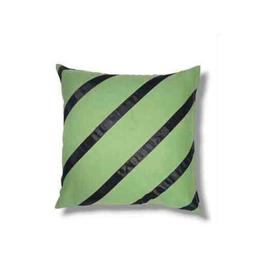 Green Cotton Striped 18x18 inches Cushion Cover