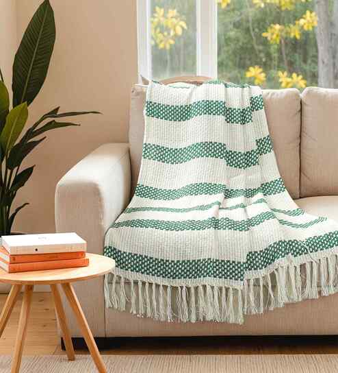 Green Cotton Throw