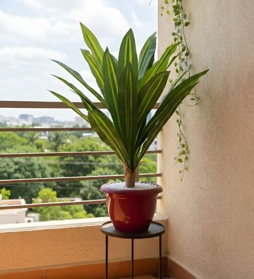 Green Dracaena Artificial Silk Plant Without Pot
