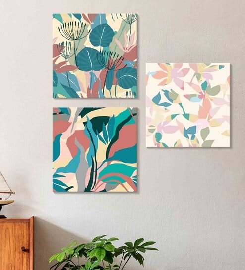 Multicolour Engineered Wood (Set of 3) Art Panels