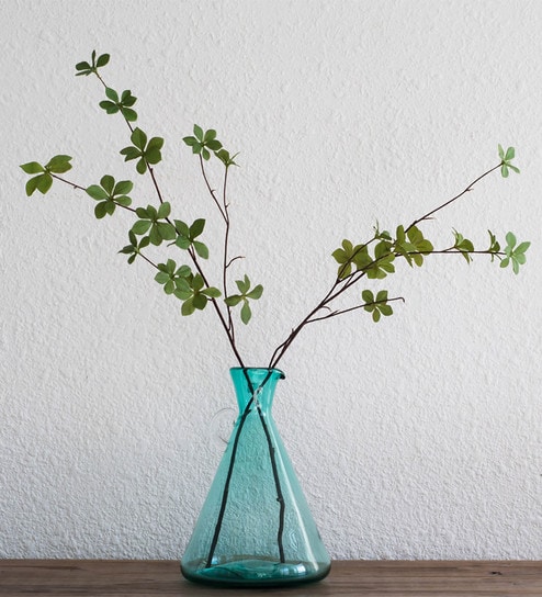 Buy Green Smart Hourglass Shaped Tall Flower Glass Vase By