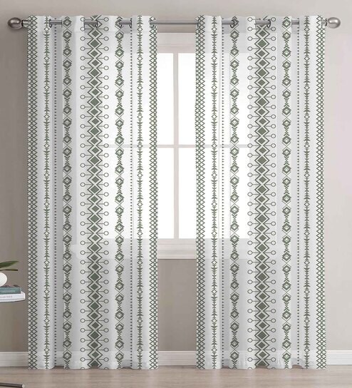 Buy Red Chenille Geometric 9 Ft Blackout Eyelet 2 Door Curtains By Saral  Home at 53% OFF by Saral Home | Pepperfry