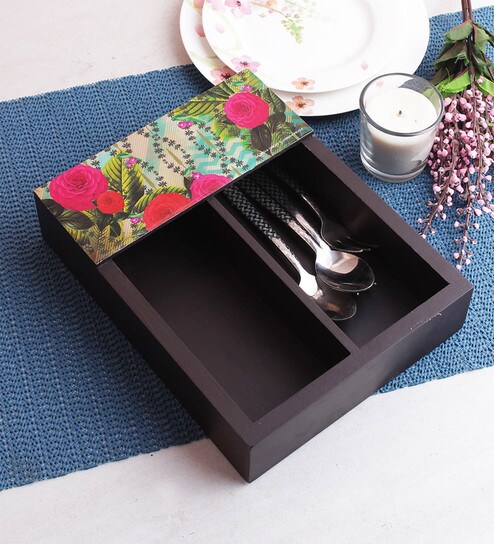 Buy Black Mdf Cutlery Holder By India Circus By Krsnaa Mehta