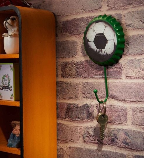 Green Metal Retro Hook - Football Hook