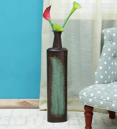 Buy Green V Amy Flower Big Metal Vase By Vedas Online Floor