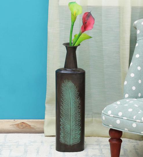 Buy Green V Amy Flower Small Metal Vase By Vedas Online Floor