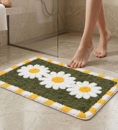 Green Microfiber 23X15 Inches Anti-Skid Bath Mat
