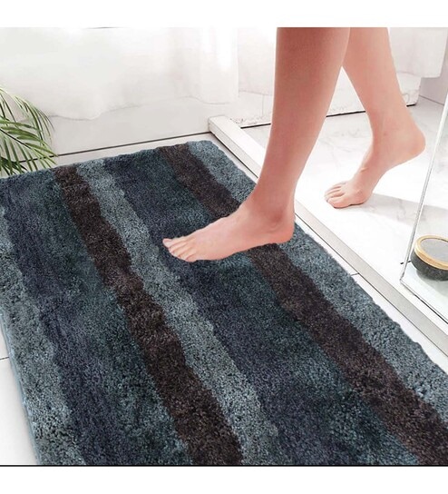 Green Microfiber Solid 24x60 Inches Floor Runner by Luxe Home International