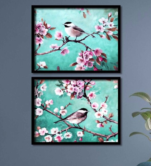 Green Green Canvas Framed Wildlife Art Print Set of 2