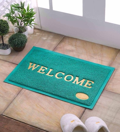 Green Plastic 15 6 X 23 6 Inch Door Mat Set Of 3 By Welcome