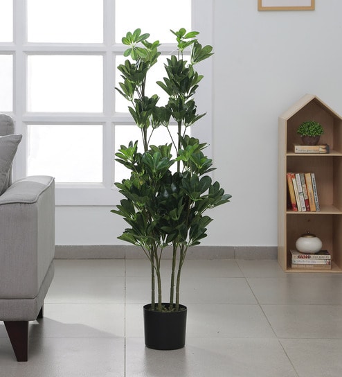 Green Plastic Artificial Plant With Pot