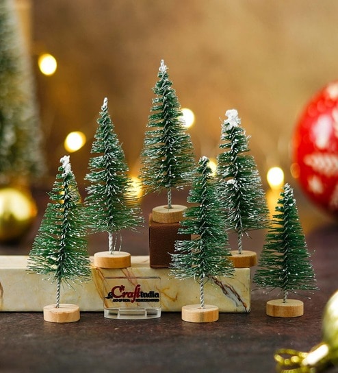Green Christmas Trees (Set of 6)