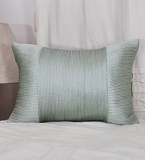 Buy Green Polyester 14x20 Inches Rectangular Cushion Cover By The