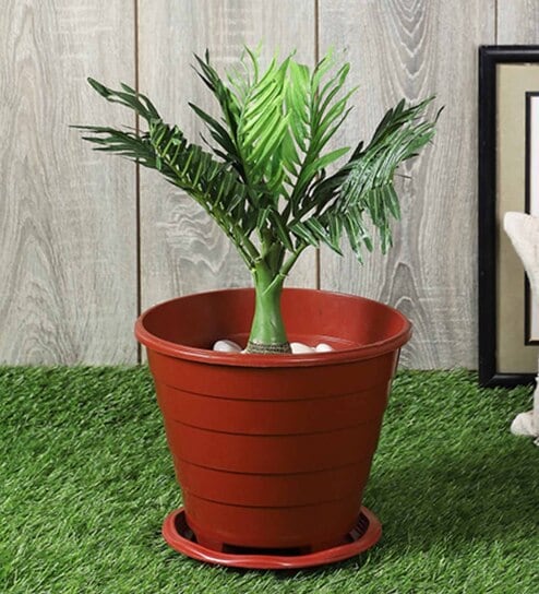 Green Polyester Artificial Bottle Palm Plant Without Pot