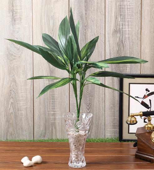 Green Polyester Artificial Draceana Plant Without Pot