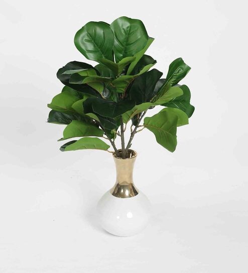 Polyester Green Fiddle Leaf Without Pot Artificial Plants