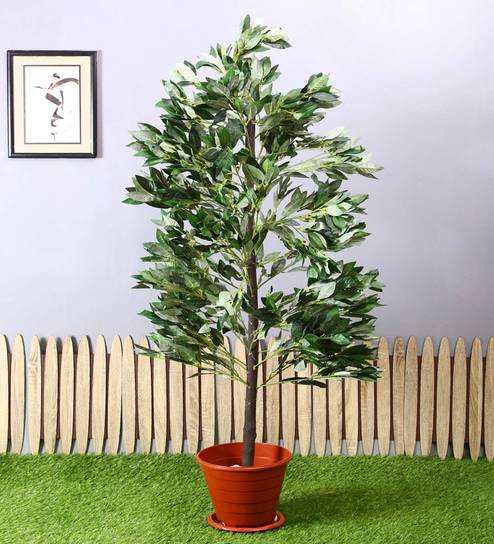 Green Polyester Artificial Flower Without Pot