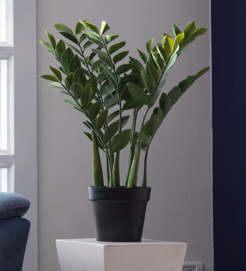 Polyester Green Large Emerald Palm With Pot Artificial Plants