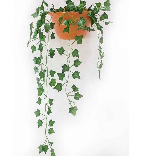 Green Polyester Artificial Large Leaves Beautiful Creepers Plant Without Pot