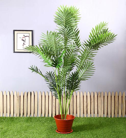 Green Polyester Artificial Palm Plant Without Pot