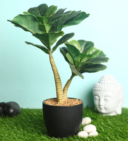Green Polyester Artificial Plant With pot