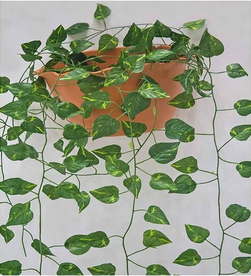 Polyester Green Small Leaves Pothos Creeper Without Pot Artificial Plants