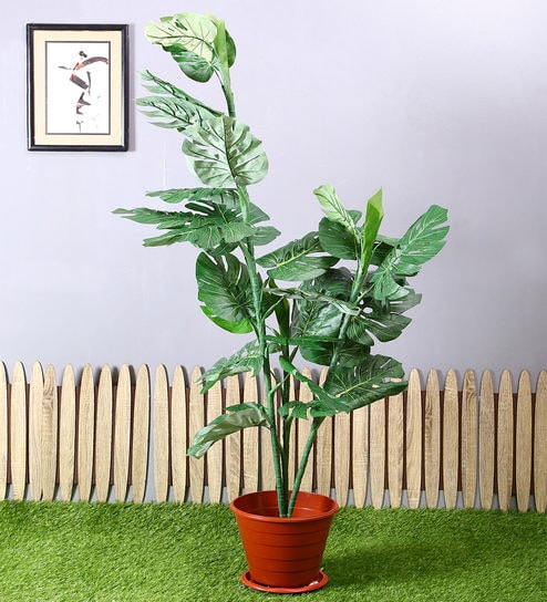 Green Polyester Artificial Split Philo Plant Without Pot