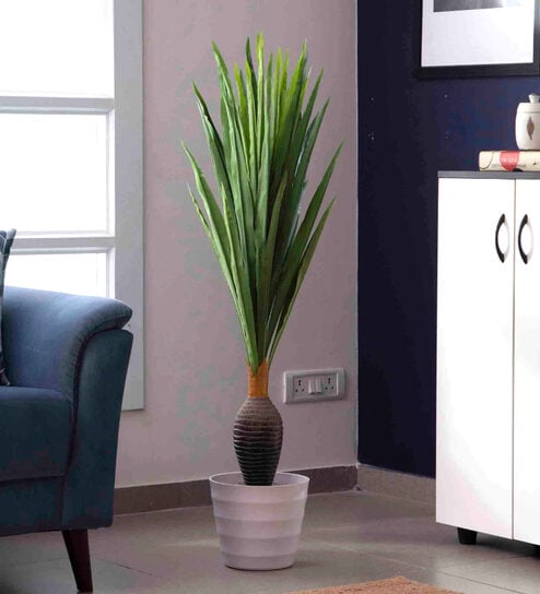 Polyester Green Tropical Dracaena Without Pot Artificial Plants