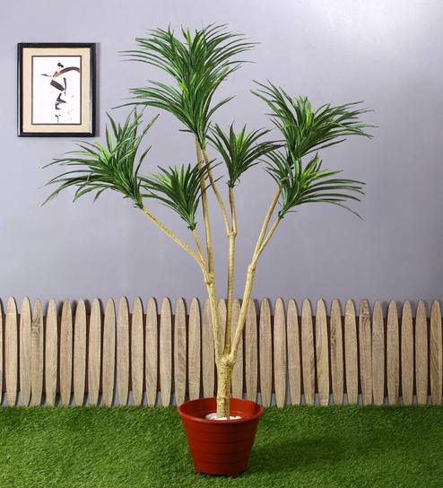 Polyester Olive Green Yucca Without Pot Artificial Plant