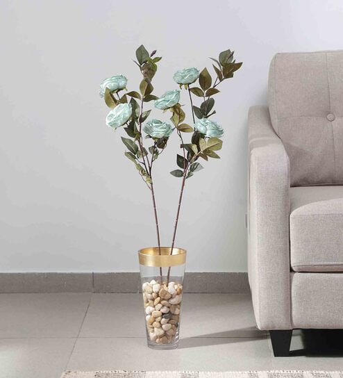 Green Fabric Peony Stick Artificial Flowers
