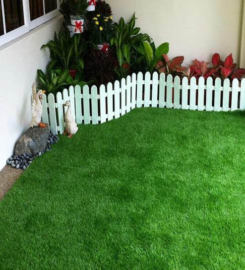 Green Polyster Uv Resistant Artificial Lawn Grass For Balcony Doormat And Lawn Use By Fourwalls