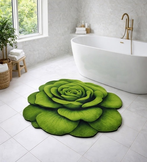 Green Rose Rubber 26x27 Inches Anti Skid Bath Mat-image-18