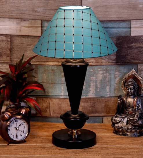 Green Shade Table Lamp With Metal Base By Foziq