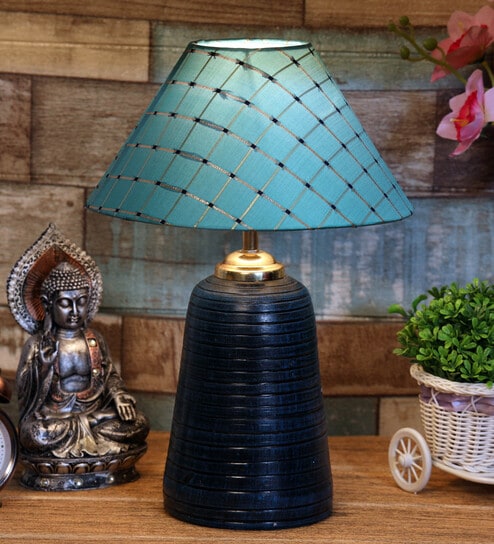 Green Shade Table Lamp With Terracotta Base By Foziq