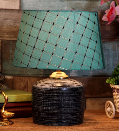 Green Shade Table Lamp With Terracotta Base By Foziq