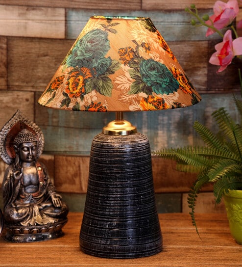 Multicolor Shade Table Lamp With Terracotta Base By Foziq