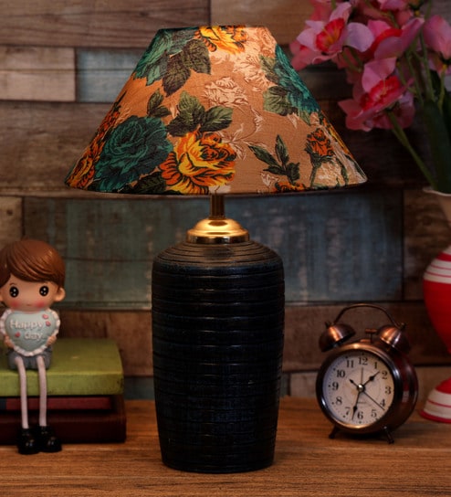 Multicolour Shade Table Lamp With Terracotta Base By Foziq