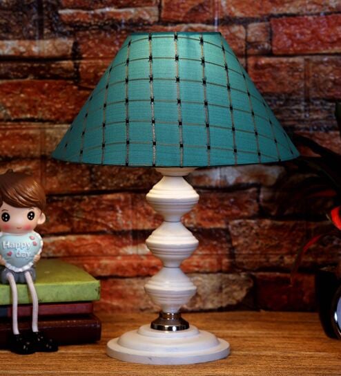 Green Shade Table Lamp With Metal Base By Foziq